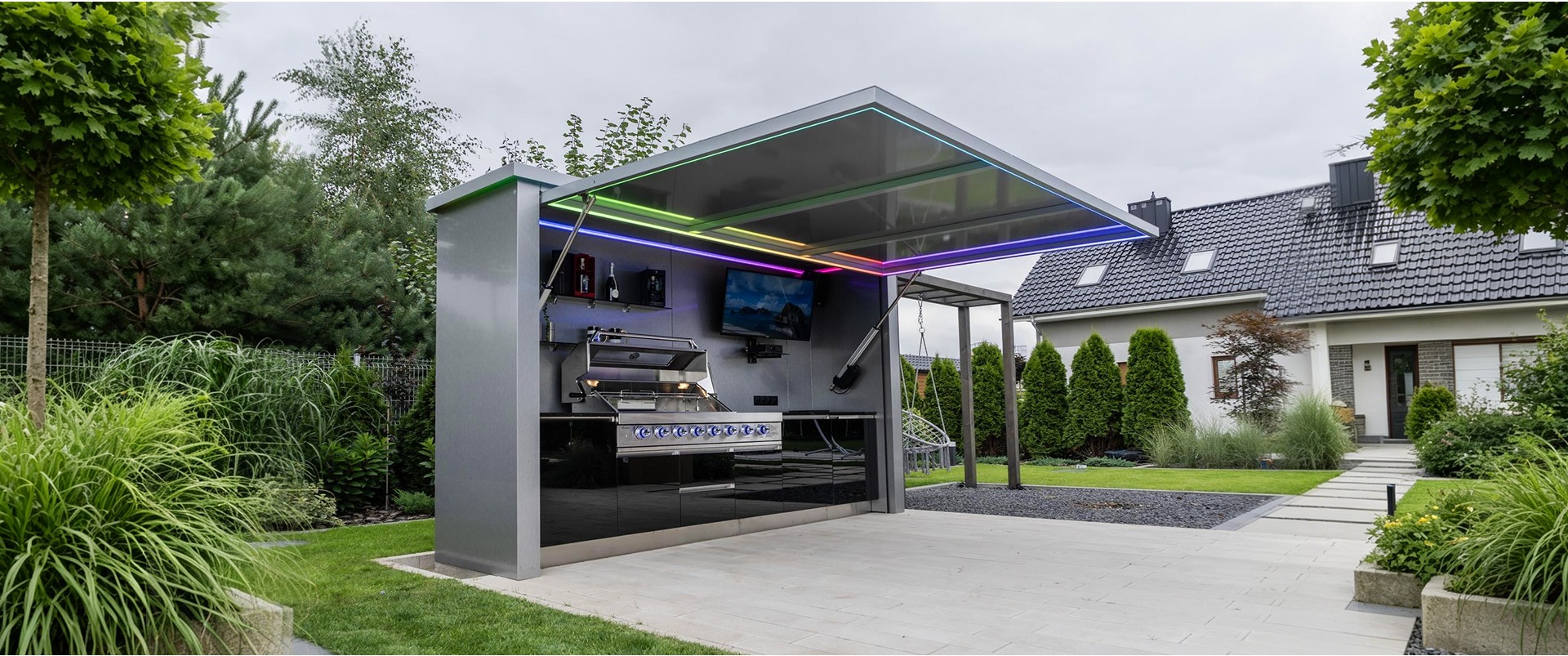 Outdoor stainless steel courtyard kitchen cabinet
